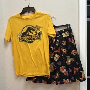 NWT Women’s Small Dinosaur Set (Jurassic Park top & Dangerfield skirt)